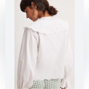 Na-Kd wide collar Cotton Blouse Top Peasant size 40 / US M